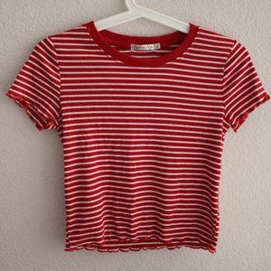 Hearts & Hips Striped baby Tee w/ Lettuce edge
